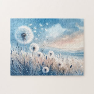 Whimsical Paardenbloem Fluff in de wind Legpuzzel