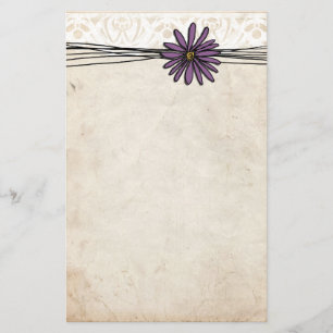 Whimsical Paars Daisy Briefpapier