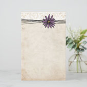 Whimsical Paars Daisy Briefpapier (Staand voorkant)