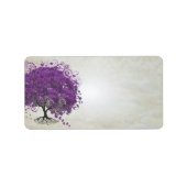 Whimsical Paars Heart Leafed Tree Etiket (Voorkant)