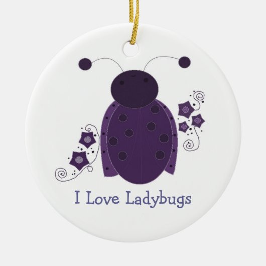 Whimsical Paars Ladybug Keramisch Ornament (Voorkant)