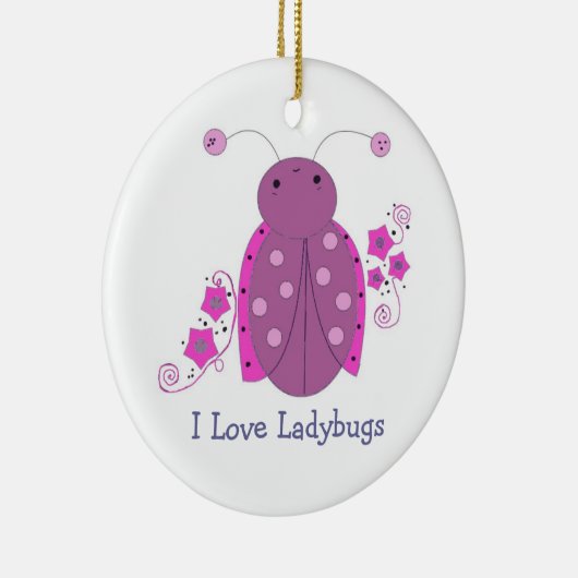 Whimsical Paars Ladybug Keramisch Ornament (Rechts)