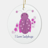 Whimsical Paars Ladybug Keramisch Ornament (Links)