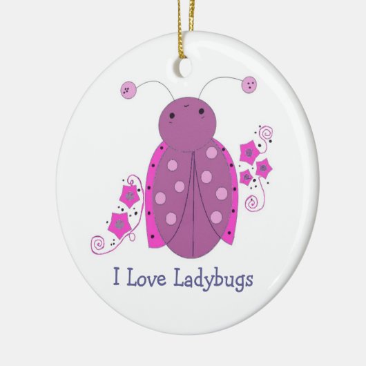 Whimsical Paars Ladybug Keramisch Ornament (Links)