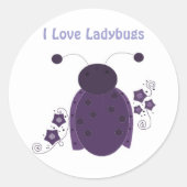 Whimsical Paars Ladybug Ronde Sticker (Voorkant)