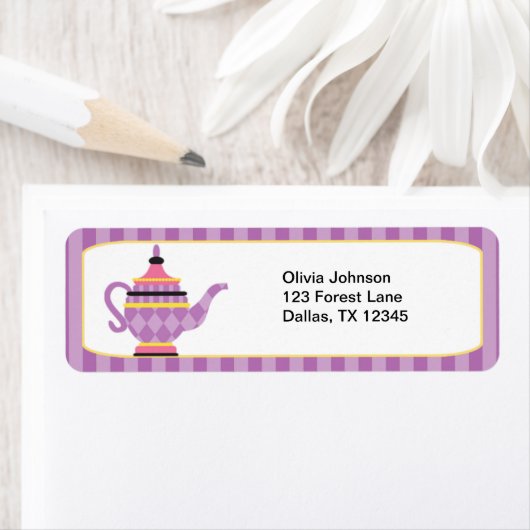 Whimsical Paars Teapot Labels (Insitu)