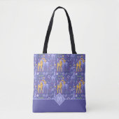 Whimsical Paarse Blauwgroen Gele Giraffes Gift Tote Bag (Voorkant)