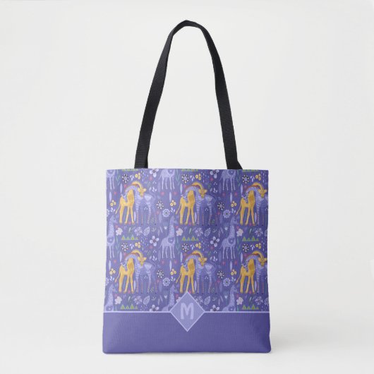 Whimsical Paarse Blauwgroen Gele Giraffes Gift Tote Bag (Voorkant)