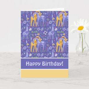 Whimsical Paarse Blauwgroen gele Giraffes Patroon Kaart