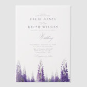 Whimsical Paarse Bloemen Moderne bruiloft Vellum Uitnodigingen (Voorkant)