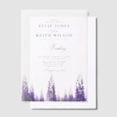 Whimsical Paarse Bloemen Moderne bruiloft Vellum Uitnodigingen (Offset)