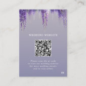 Whimsical Paarse Bloemen QR code Monogram Huwelijk Informatiekaartje (Voorkant)