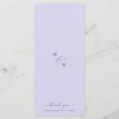 Whimsical Paarse Bloemen Romantisch Bruiloft Diner Menu (Achterkant)