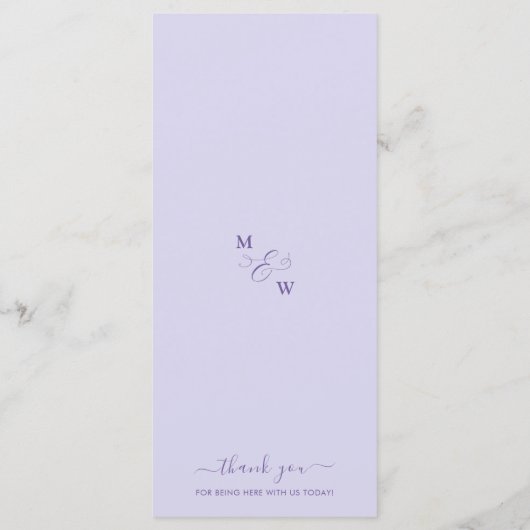 Whimsical Paarse Bloemen Romantisch Bruiloft Diner Menu (Achterkant)