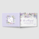 Whimsical Paarse Bloemen Romantische Bruiloft RSVP Gastenboek (Volledig)