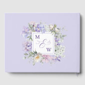 Whimsical Paarse Bloemen Romantische Bruiloft RSVP Gastenboek (Achterkant)