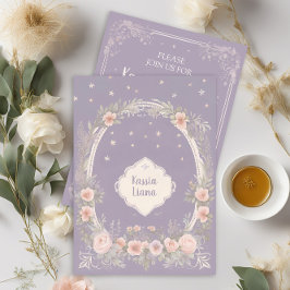 Whimsical paarse en roze bloemen uitnodiging