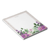 Whimsical Paarse Floral Illustral Notepad Notitieblok (Schuin)