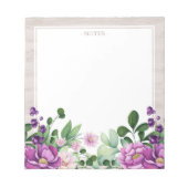 Whimsical Paarse Floral Illustral Notepad Notitieblok (Voorkant)