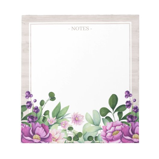 Whimsical Paarse Floral Illustral Notepad Notitieblok (Voorkant)