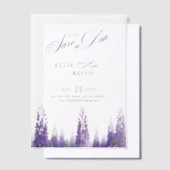 Whimsical Paarse Floral Wedding Save the Date Vellum Uitnodigingen (Offset)