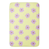 Whimsical Paarse & Gele Bloemen Retro Vrolijk Badmat (Voorkant Verticaal)