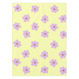 Whimsical Paarse & Gele Bloemen Retro Vrolijk Tafelkleed