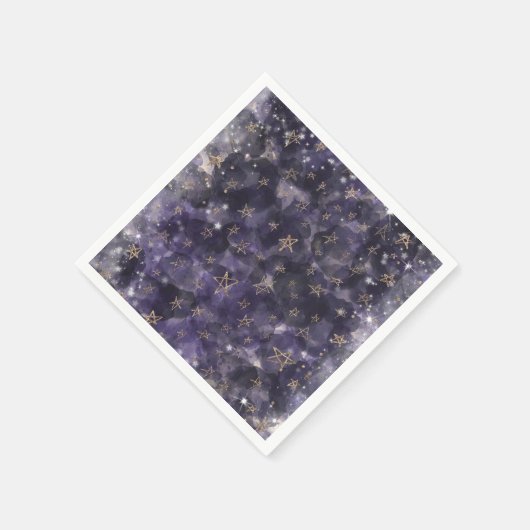 Whimsical Paarse Gouden Maan Sterren Baby shower Servet (Hoek)