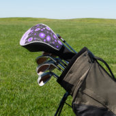 Whimsical paarse grijze hart en bloem bloemige naa golfheadcover (Insitu)