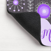 Whimsical paarse grijze hart en bloem bloemige naa muismat (Hoek)