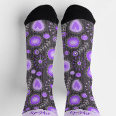 Whimsical paarse grijze hart en bloem bloemige naa sokken (Top)