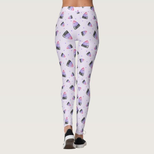 Whimsical Paarse Halloween Cany Corn Leggings (Achterkant)