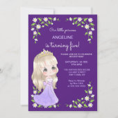 Whimsical Paarse Jurk Prinses Floral Verjaardag Kaart (Voorkant)