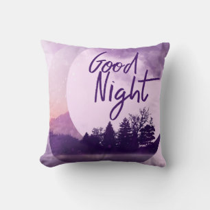 Whimsical Paarse Maan Goed Nacht Kunst Kussen