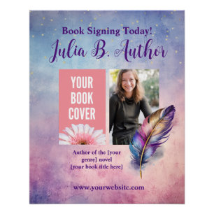 Whimsical Paarse Quill Book Signing Event Poster