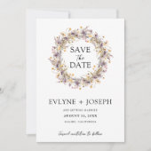 Whimsical Paarse Roze Bloemen Modern Boho Bruiloft Save The Date (Voorkant)