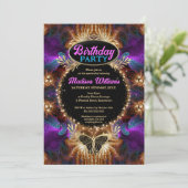 Whimsical Paarse Roze Boheemse Prinses Verjaardag Kaart (Staand voorkant)