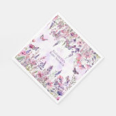 Whimsical Paarse Roze Vlinders & Wildflowers Servet (Hoek)