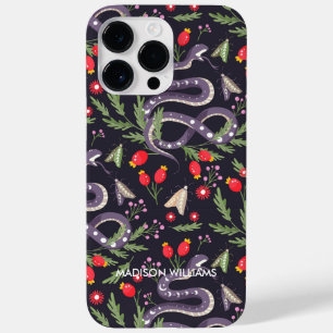 Whimsical Paarse Snake & Botanical – gepersonalise Case-Mate iPhone 14 Pro Max Hoesje