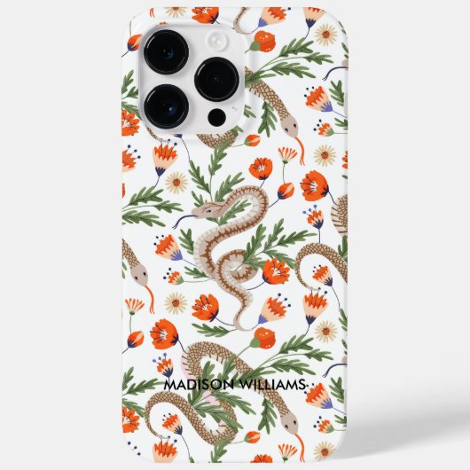Whimsical Paarse Snake & Botanical – gepersonalise Case-Mate iPhone Case (Achterkant)