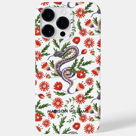 Whimsical Paarse Snake & Botanical – gepersonalise Case-Mate iPhone Case (Achterkant)