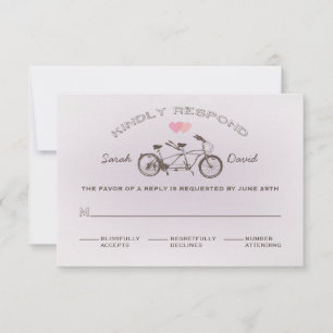 Whimsical Paarse Tandem Bicycle RSVP-kaart RSVP Kaartje