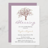 Whimsical Paarse Tree Baby Blessing Kaart (Voorkant / Achterkant)