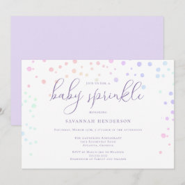 Whimsical Paarse Waterverf Confetti Baby Sprinkle Kaart