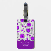 Whimsical paarse witte harten bloemen bloemige naa bagagelabel (Achterkant verticaal)