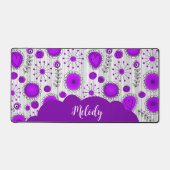 Whimsical paarse witte harten bloemen bloemige naa bureaumat (Voorkant)