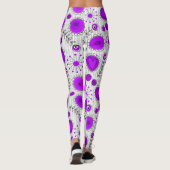 Whimsical paarse witte harten bloemen bloemige naa leggings (Achterkant)