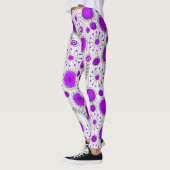 Whimsical paarse witte harten bloemen bloemige naa leggings (Links)