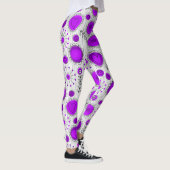 Whimsical paarse witte harten bloemen bloemige naa leggings (Rechts)