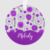Whimsical paarse witte harten bloemen bloemige naa ornament (voorkant)